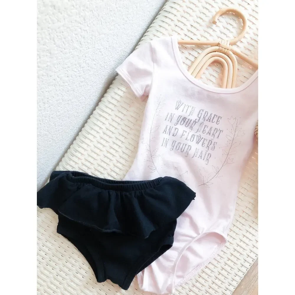 Grace In Your Heart + Flowers In Your Hair Blush Leo & Peplum Bloomers 2T